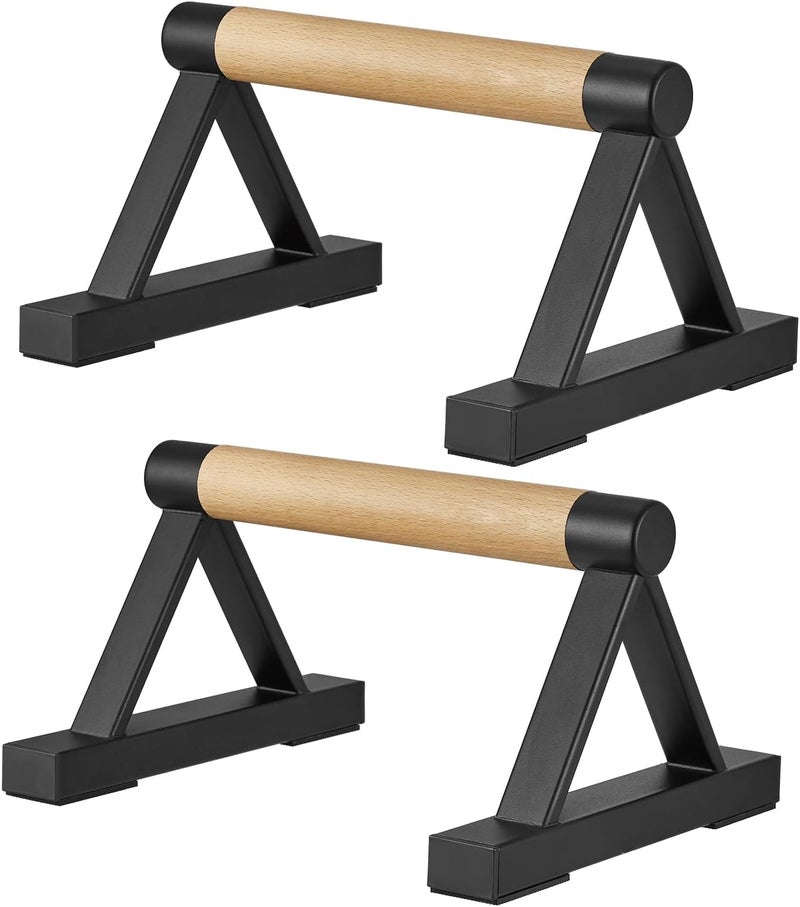BESTWEI Wood Triangle Push Up Bars for Floor, Strength Training Pushup Stands Parallettes Bars for Home Calisthenics, Fitness, Floor Workouts Solid Wood with Sturdy Metal Bracket, Support 500 lbs - Image 1
